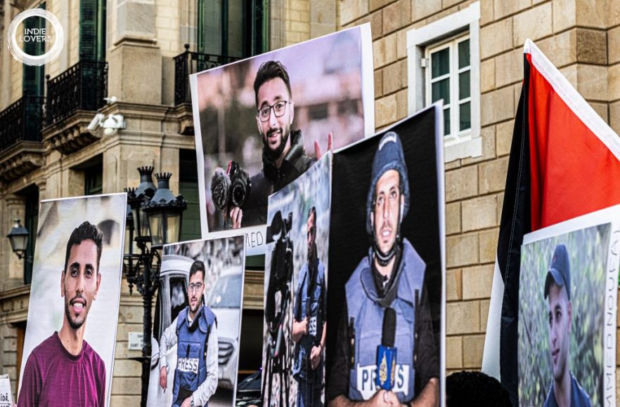Mani x periodistes assassinats Gaza -BCN, 13/08/25 (Foto: Ignasi Trapero i Martínez)